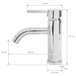 Waschtischarmatur fürs Badezimmer 150x54x175 mm Chrom aus Messing von LuxeBath