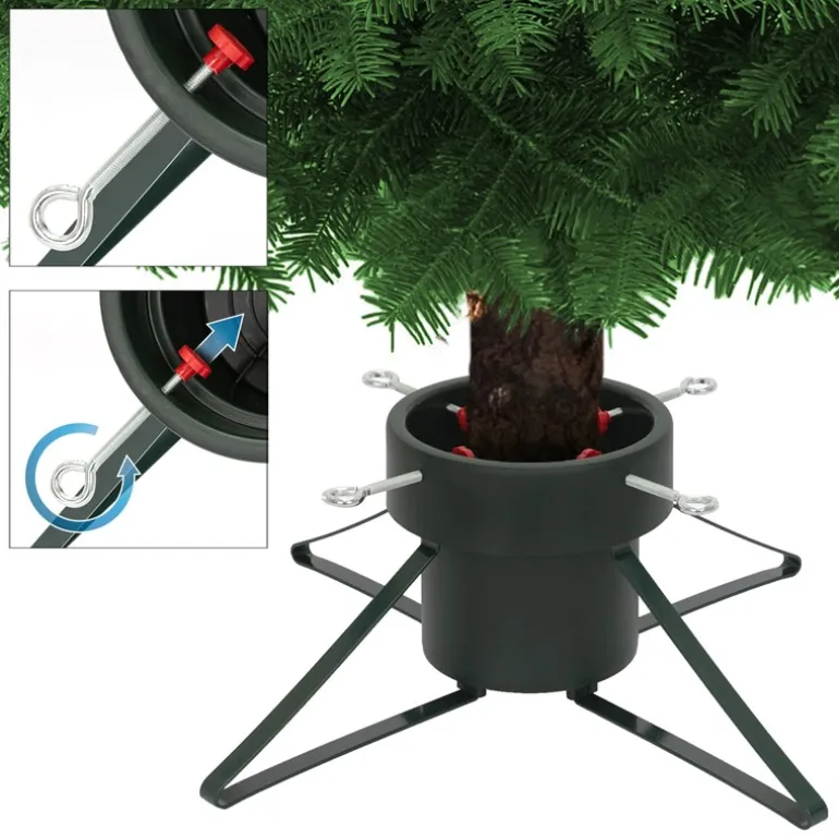 Weihnachtsbaumständer mit Wasserschale Dunkelgrün aus Metall für Bäume bis 250 cm