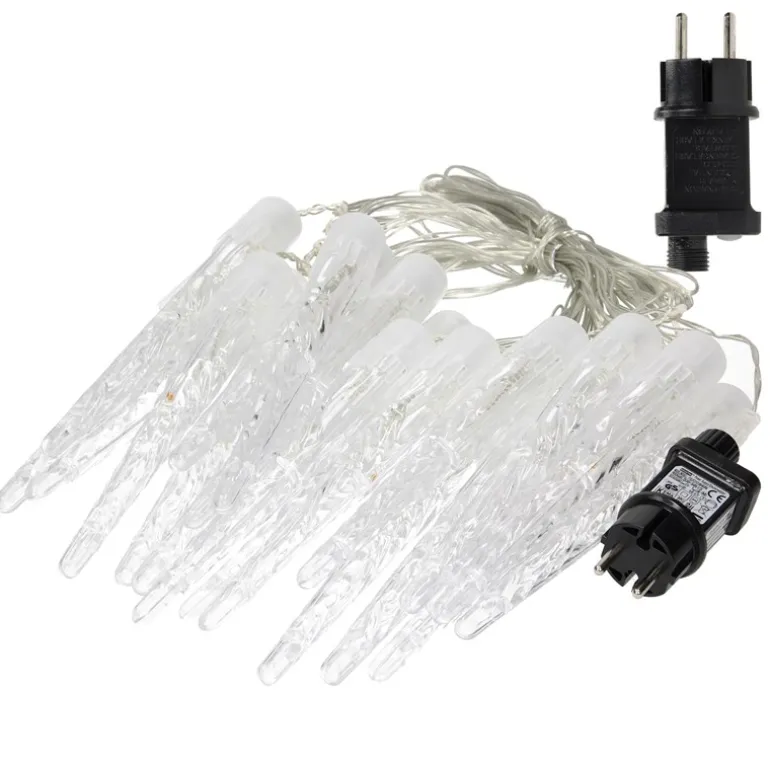 Weihnachtslichterkette LED Eiszapfen Lichterkette Kaltweiß 19 Zapfen 40 LEDs 8 Leuchtmodi mit Timer