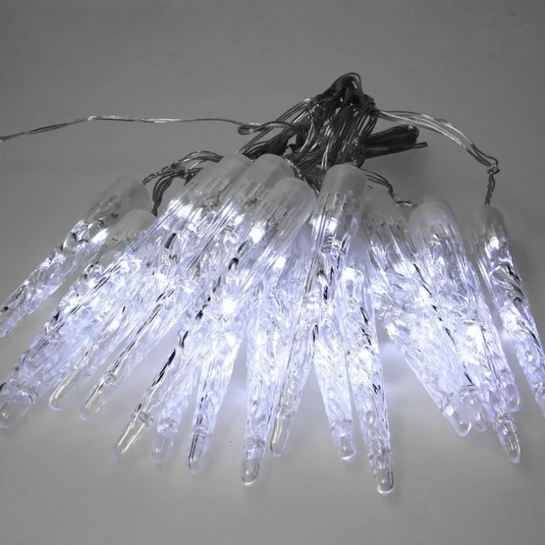 Weihnachtslichterkette LED Eiszapfen Lichterkette Kaltweiß 19 Zapfen 40 LEDs 8 Leuchtmodi mit Timer