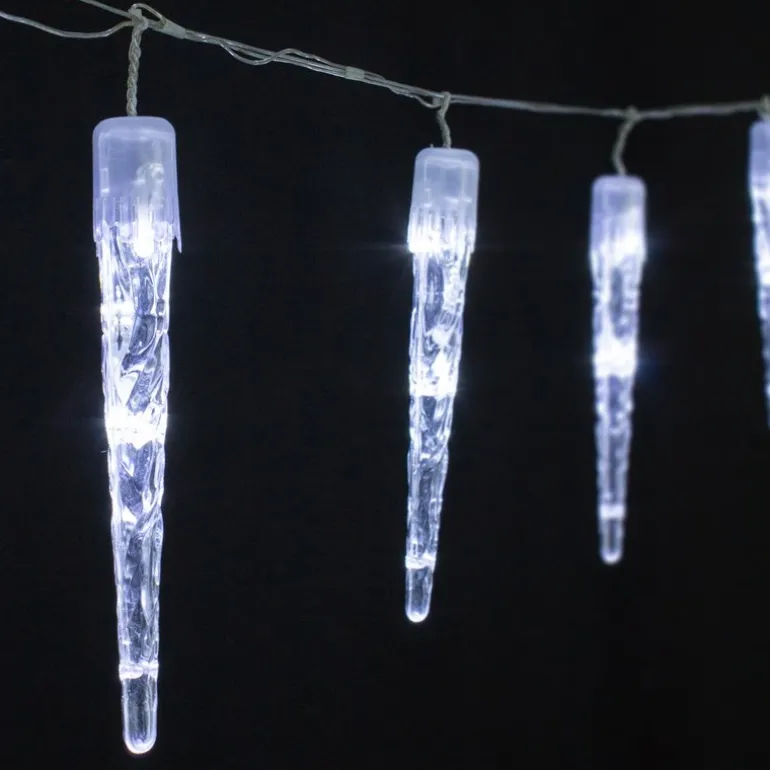 Weihnachtslichterkette LED Eiszapfen Lichterkette Kaltweiß 19 Zapfen 40 LEDs 8 Leuchtmodi mit Timer