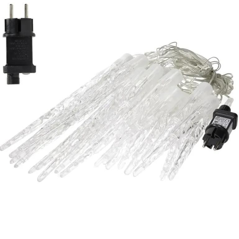 Weihnachtslichterkette LED Eiszapfen Lichterkette Kaltweiß 23 Zapfen 8 Leuchtmodi mit Timer