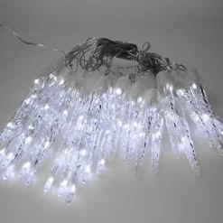 Weihnachtslichterkette LED Eiszapfen Lichterkette Kaltweiß 23 Zapfen 8 Leuchtmodi mit Timer