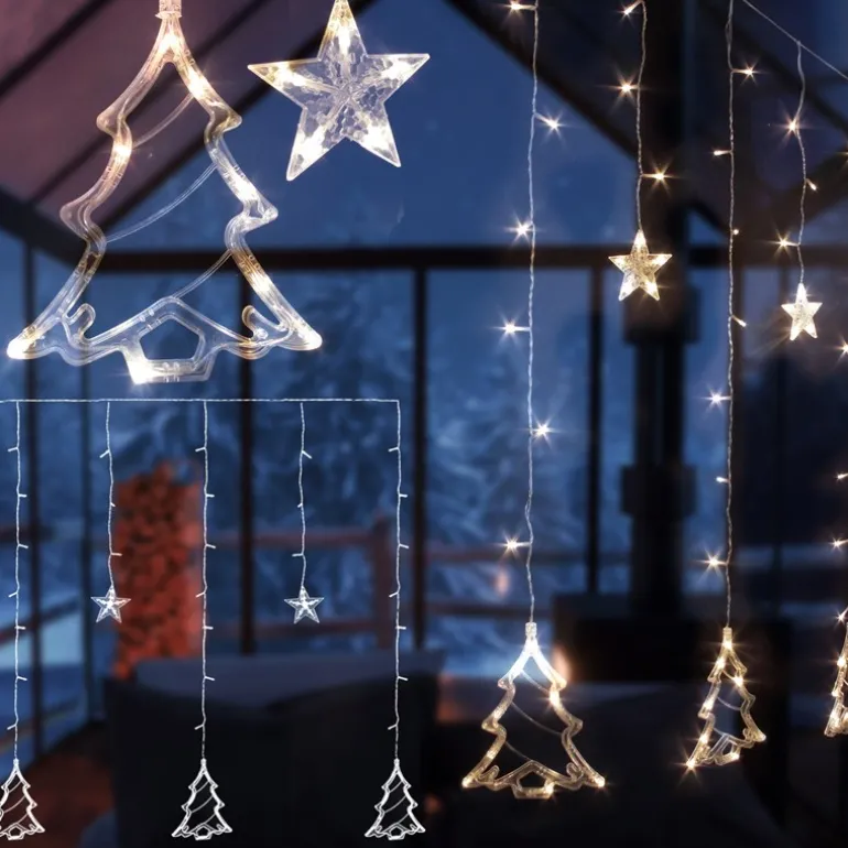 Weihnachtslichterkette LED Lichtervorhang 2,2 m mit 138 LEDs Warmweiß IP44