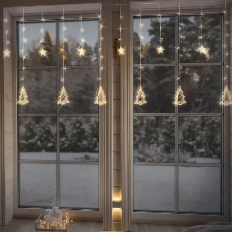 Weihnachtslichterkette LED Lichtervorhang 2,2 m mit 138 LEDs Warmweiß IP44