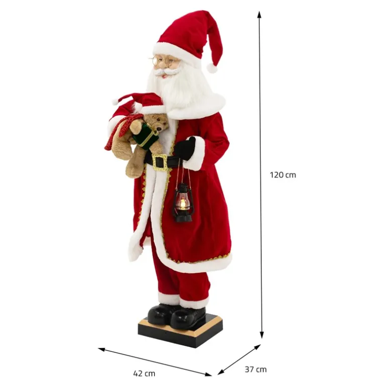Weihnachtsmann 120 cm mit LED Licht Bewegung Sound Musik, Weihnachtsfigur für Innenbereich
