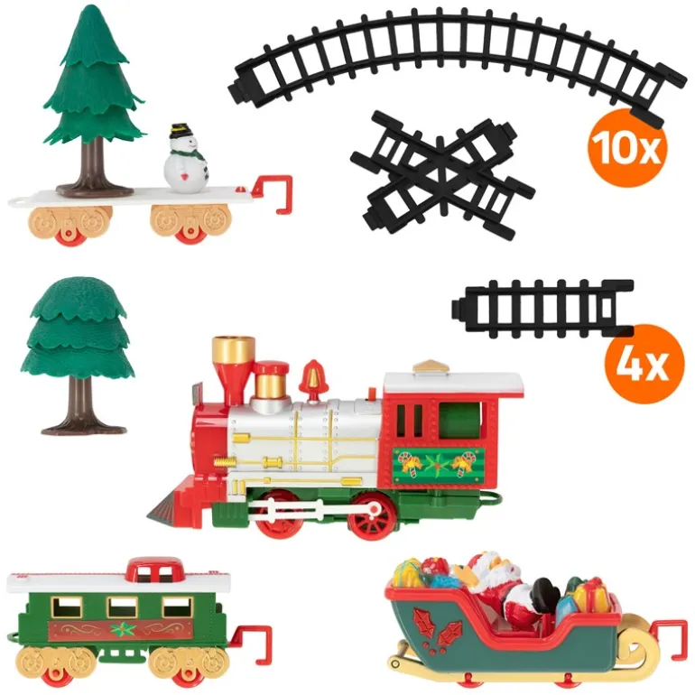 Weihnachtszug auf Gleis Set 22 Teile Batteriebetrieben mit Licht & Sound Eisenbahn unter dem Baum