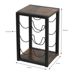 Weinregal für 6 Flaschen 24x21x37,5 cm Schwarz/Holzoptik aus Metall und MDF ML-Design