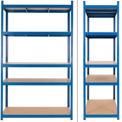 Werkstattregal 2er Set 200x100x50 cm Blau aus Metall und MDF Holzfaserplatte bis 875 kg