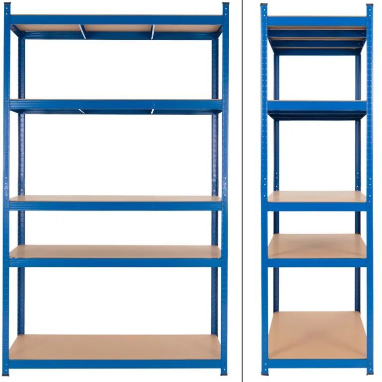 Werkstattregal 2er Set 200x100x50 cm Blau aus Metall und MDF Holzfaserplatte bis 875 kg