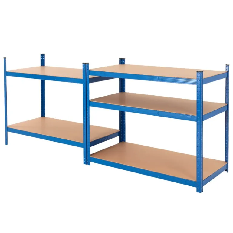 Werkstattregal 2er Set 200x100x50 cm Blau aus Metall und MDF Holzfaserplatte bis 875 kg