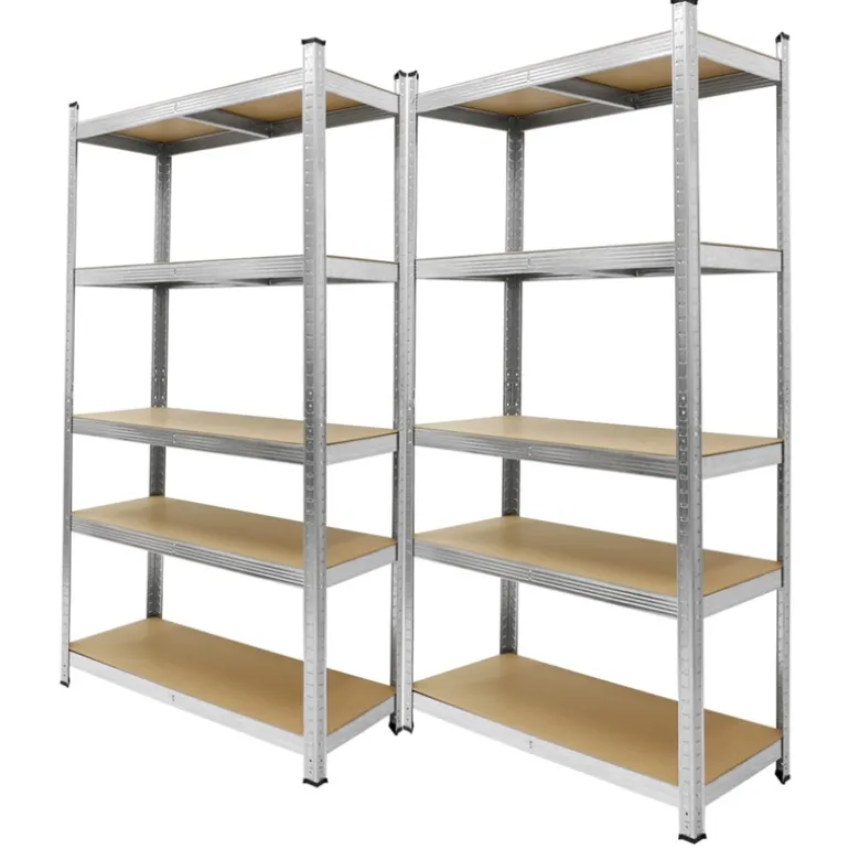 Werkstattregal 2er Set 200x100x50 cm Silber aus MDF und Metall bis 750 kg