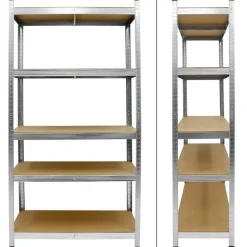 Werkstattregal 2er Set 200x100x50 cm Silber aus MDF und Metall bis 750 kg