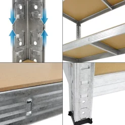 Werkstattregal 2er Set 200x100x50 cm Silber aus MDF und Metall bis 750 kg