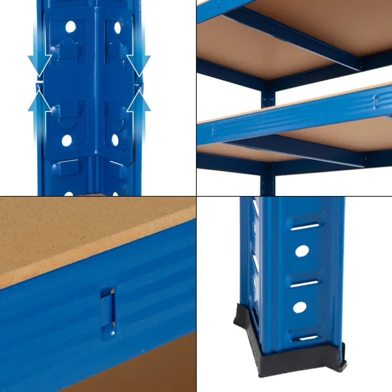 Werkstattregal 200x100x50 cm Blau aus Metall und MDF Holzfaserplatte bis 875 kg