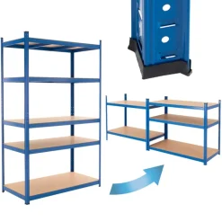 Werkstattregal 200x100x60 cm blau aus MDF Holzfaserplatte und Metall belastbar bis 875 kg
