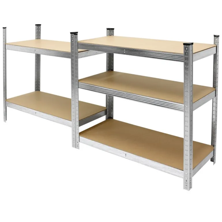 Werkstattregal 200x100x50 cm Silber aus MDF und Metall belastbar bis 750 kg