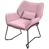 Wohnzimmersessel Loungesessel Rosa mit Rückenkissen bis 120 Kilogramm Polyesterbezug in Leinen Optik ML-Design