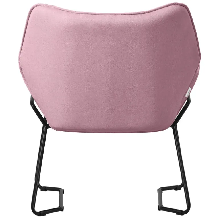 Wohnzimmersessel Loungesessel Rosa mit Rückenkissen bis 120 Kilogramm Polyesterbezug in Leinen Optik ML-Design