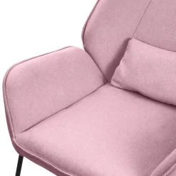 Wohnzimmersessel Loungesessel Rosa mit Rückenkissen bis 120 Kilogramm Polyesterbezug in Leinen Optik ML-Design