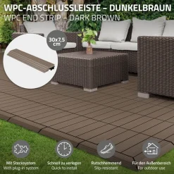 WPC Abschlussleiste 30x2x7,5 cm für WPC Bodenfliese gerade Dunkelbraun ML-Design