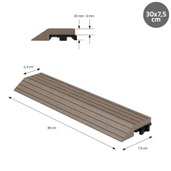 WPC Abschlussleiste 30x2x7,5 cm für WPC Bodenfliese gerade Dunkelbraun ML-Design