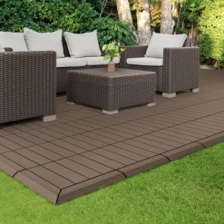 WPC Abschlussleiste 30x2x7,5 cm für WPC Bodenfliese gerade Dunkelbraun ML-Design