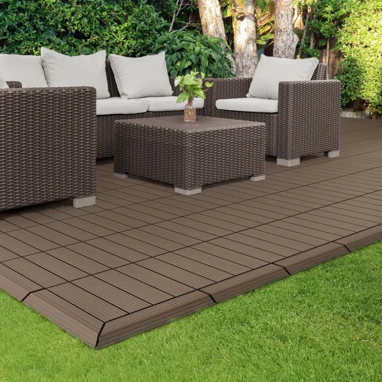 WPC Abschlussleiste 30x2x7,5 cm für WPC Bodenfliese gerade Dunkelbraun ML-Design