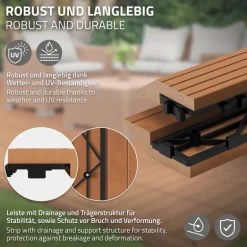 WPC Abschlussleiste 30x2x7,5 cm für WPC Bodenfliese gerade Hellbraun ML-Design