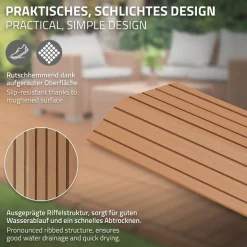 WPC Abschlussleiste 30x2x7,5 cm für WPC Bodenfliese gerade Hellbraun ML-Design