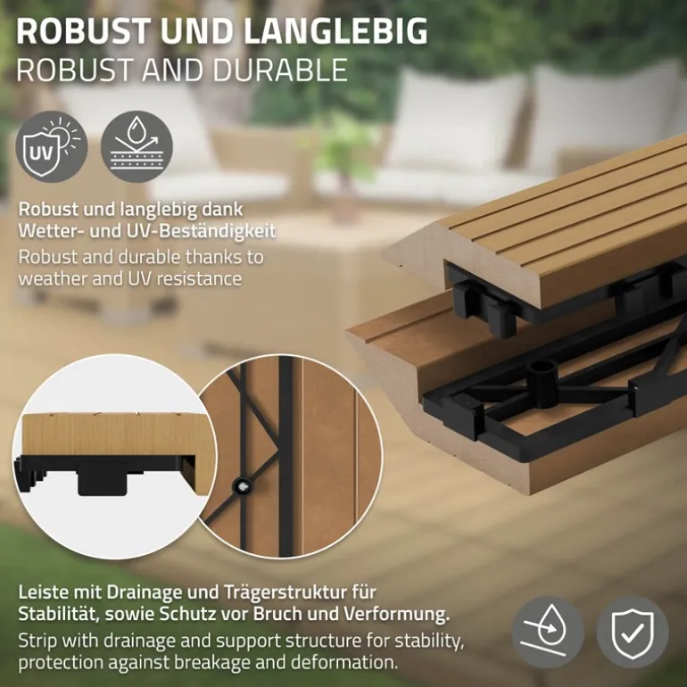 WPC Abschlussleiste 30x2x7,5 cm für WPC Bodenfliese gerade Teak ML-Design