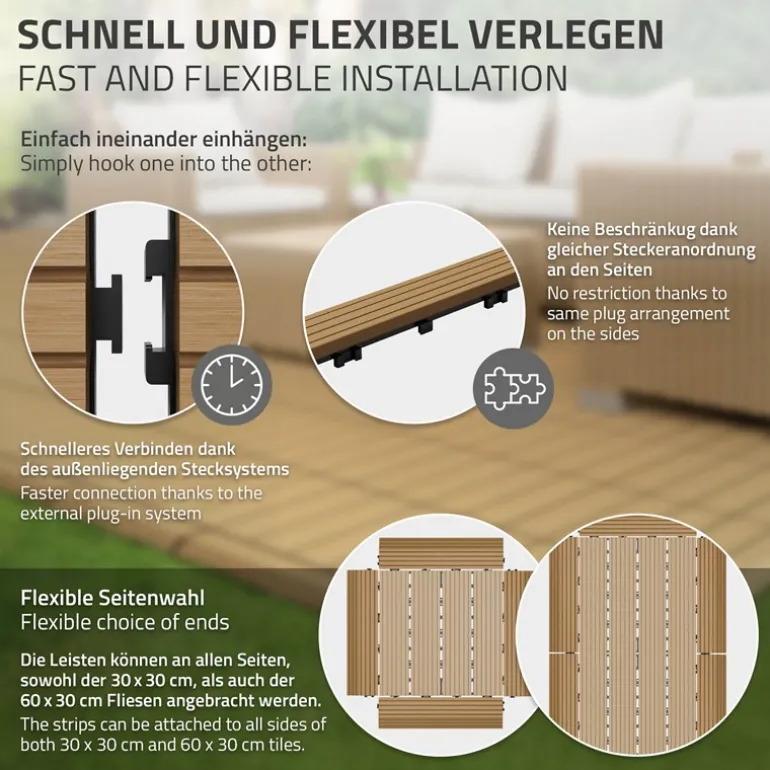 WPC Abschlussleiste 30x2x7,5 cm für WPC Bodenfliese gerade Teak ML-Design