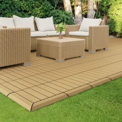WPC Abschlussleiste 30x2x7,5 cm für WPC Bodenfliese gerade Teak ML-Design