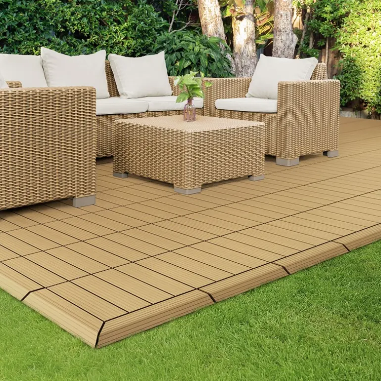 WPC Abschlussleiste 30x2x7,5 cm für WPC Bodenfliese gerade Teak ML-Design