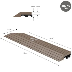 WPC Abschlussleiste 38x2x7,5 cm für WPC Bodenfliese Ecke links Dunkelbraun ML-Design