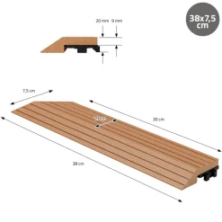 WPC Abschlussleiste 38x2x7,5 cm für WPC Bodenfliese Ecke links Hellbraun ML-Design