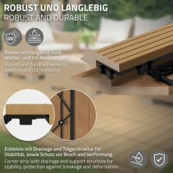 WPC Abschlussleiste 38x2x7,5 cm für WPC Bodenfliese Ecke links Teak ML-Design