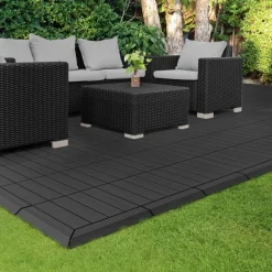 WPC Abschlussleiste 38x2x7,5 cm für WPC Bodenfliese Ecke rechts Anthrazit ML-Design