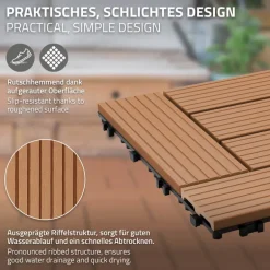 WPC Terrassenfliesen 30x30 cm 11er Set für 1m² Anthrazit in Holzoptik Mosaik mit Drainage und Klicksystem