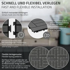 WPC Terrassenfliesen 30x30 cm 11er Set für 1m² Hellbraun in Holzoptik Mosaik mit Drainage und Klicksystem