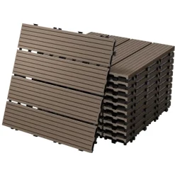 WPC Terrassenfliesen 30x30 cm 22er Set für 2m² Dunkelbraun in Holzoptik Balkon Bodenbelag mit Drainage und Klicksystem Terrassendielen Balkonfliesen