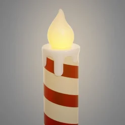 2x LED Flackernden Kerzen Weiß-Rot 82 cm Leuchtkerze mit Timer Innen & Außen