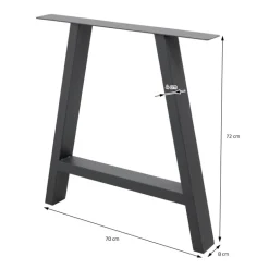 2x Tischbeine A-Form 70x72 cm Anthrazit aus pulverbeschichtetem Stahl Tischgestell für Esstisch und Schreibtisch