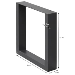 2x Tischbeine Bankkufen aus Vierkantprofilen 30x43 cm Anthrazit pulverbeschichtete Stahl