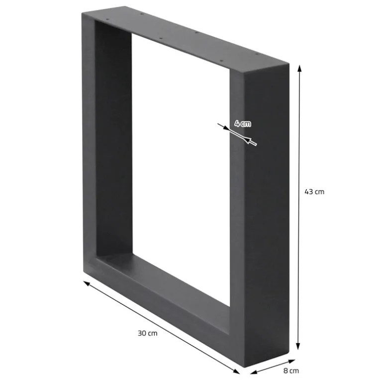 2x Tischbeine Bankkufen aus Vierkantprofilen 30x43 cm Anthrazit pulverbeschichtete Stahl