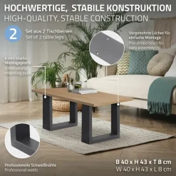 2x Tischbeine Bankkufen aus Vierkantprofilen 40x43 cm Anthrazit pulverbeschichtete Stahl