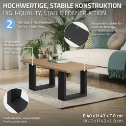 2x Tischbeine Bankkufen aus Vierkantprofilen 40x43 cm Schwarz pulverbeschichtete Stahl