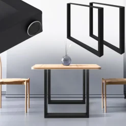 2x Tischbeine Tischkufen aus Vierkantprofilen 60x72 cm Schwarz pulverbeschichtete Stahl