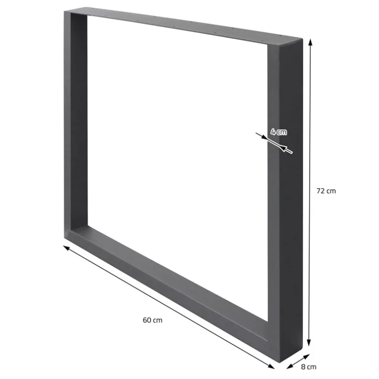 2x Tischbeine Tischkufen aus Vierkantprofilen 60x72 cm Anthrazit pulverbeschichtete Stahl