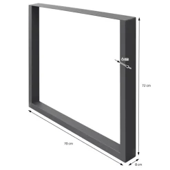 2x Tischbeine Tischkufen aus Vierkantprofilen 70x72 cm Anthrazit pulverbeschichtete Stahl